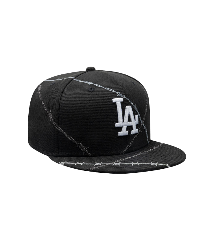 Barb Wire Los Angeles Dodgers Fitted Hat -black