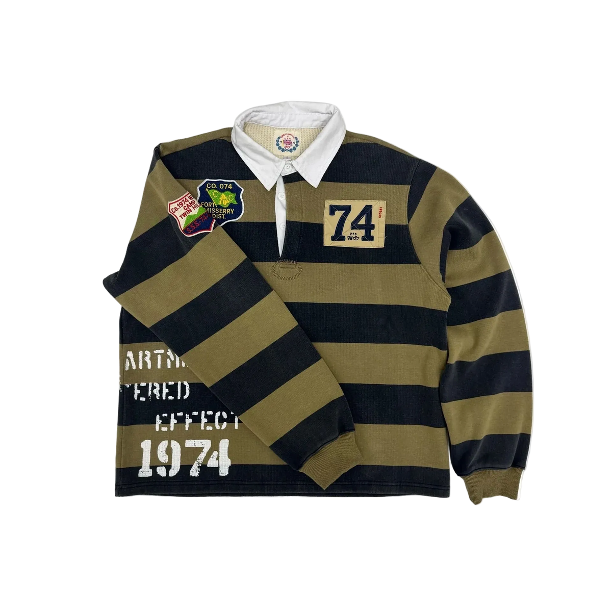 74 Is War Stripped Rugby Longsleeve Polo