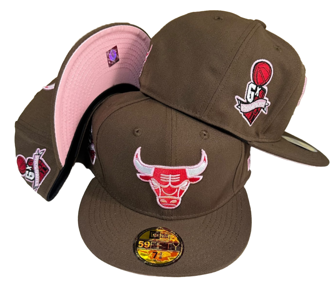 Chicago Bulls Brown Fitted Hat With Pink Undervisor